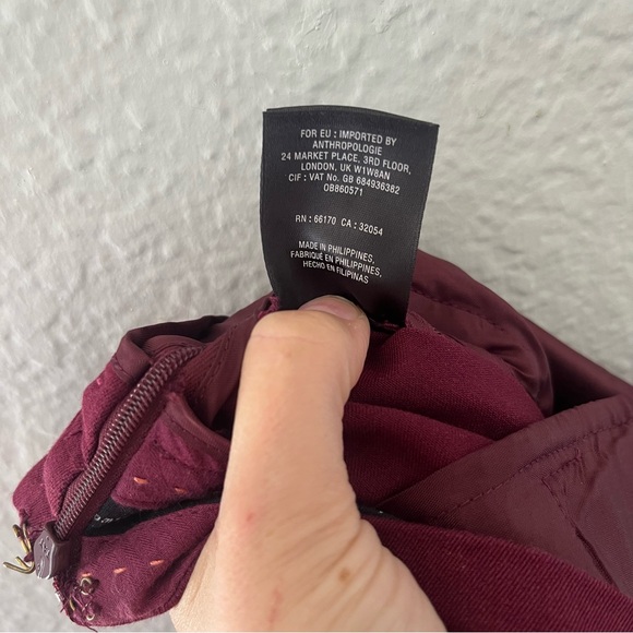 Anthropologie The Essential Slim Wine Red Striped Trouser Pants Size 10 - Picture 16 of 16